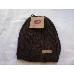 NEW Clear Creek Winter Knit Hat Beanie Tuk Dark Brown Woven Cute Adult Stretch!